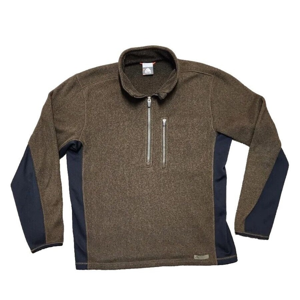 Vintage Nike ACG Brown Fleece 1/4 Zip‎ Jacket Mens S Y2K Sweatshirt Check